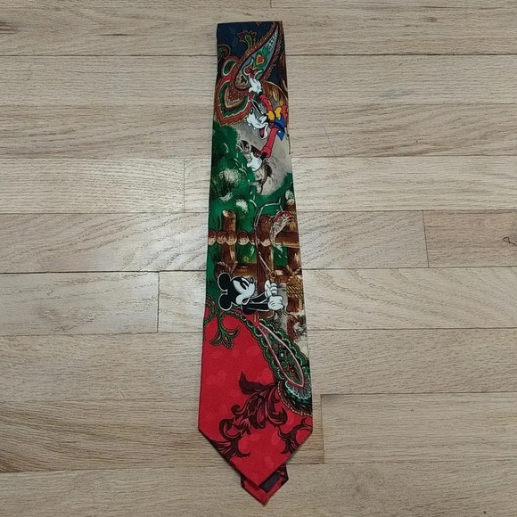 Disney Fishing Mickey and Goofey Silk Tie - Picture 3 of 8